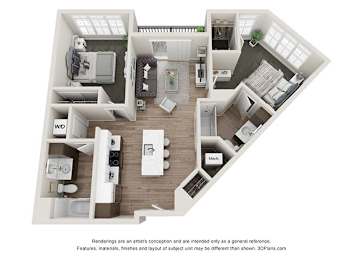 2 bedroom 2 bathroom B3 Floor Plan at Velo Village Apartments, Wisconsin, 53132