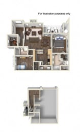 Two bedroom Two bathroom A at RiverEdge Terrace* Apartments, California, 92154