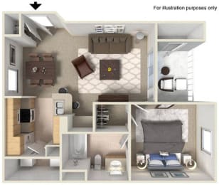 3d floorplan at Legacy Apartment Homes, San Diego, 92126