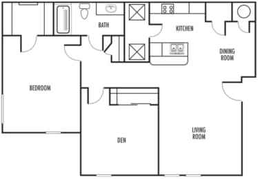 One Bedroom Den floor plan at Odyssey Ridge, Albuquerque, NM