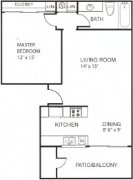 1 bed 1 bath A at The Casas Apartments, San Diego, 92126
