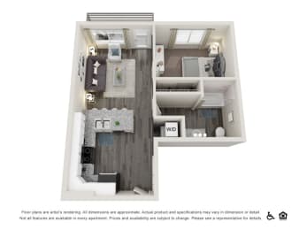 a floor plan of a 1 bedroom with 1 bath at Copper 87, West Jordan Utah