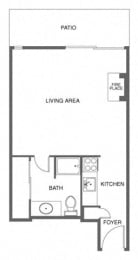 a small house with a kitchen and a living room