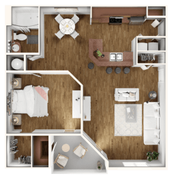 a floor plan of a 1 bedroom apartment at the calhoun greenway apartments in minneapolis at View at Lake Lynn, North Carolina