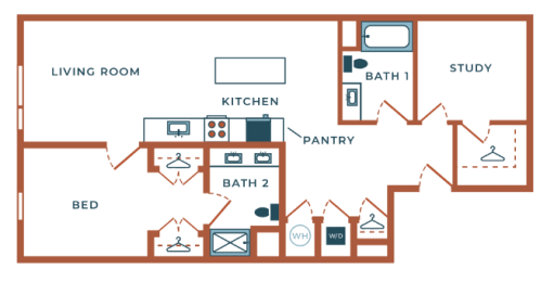 a floor plan of a house with a bedroom and a living room