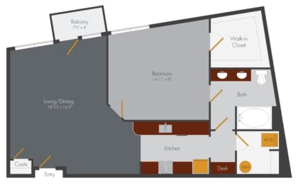 a conceptual diagram of a floor plan with a bedroom and a living room