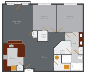 a floor plan of a living room and a bedroom