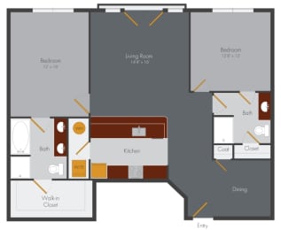a floor plan of a living room and a bedroom