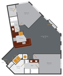 a floor plan of a bedroom apartment