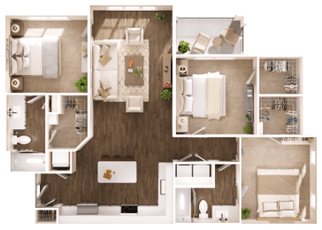a1 floor plan  1 bedroom  1190 square feet  the cortland