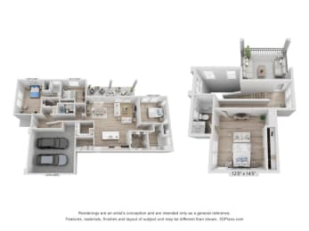 a floor plan of a house withartments and a bedroom
