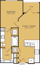 a floor plan of a two story apartment building with a bedroom and a living room