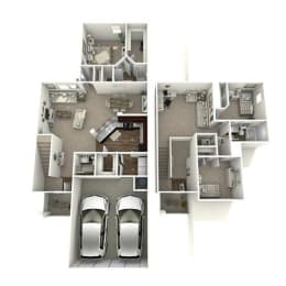 the floor plan of a house with two cars