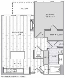 a floor plan of an apartment building with bedrooms and a walk in closet