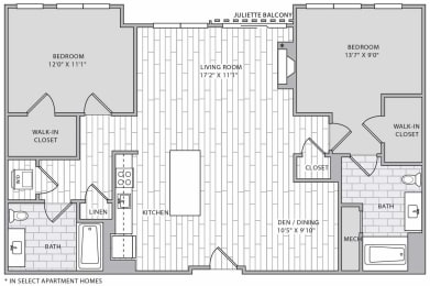 a floor plan of a bedroom apartment with a bathroom and a closet