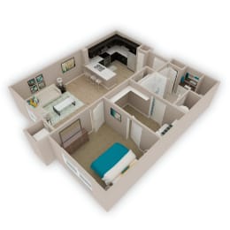 a floor plan of a house with a bedroom and a living room