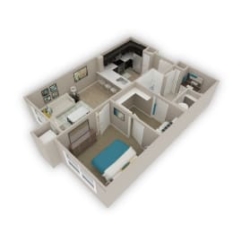 a floor plan of a small apartment with a bedroom and a living room