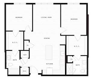 a floor plan of an apartment with a bedroom and a living room