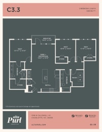 Floor Plan  a floor plan of a bedroom apartment with roommates