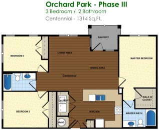  Floor Plan Centennial (3/2)