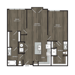 a floor plan of a 1 bedroom floor plan
