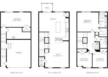 three floor plans of a house with different floors