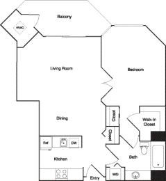 a floor plan of a house with a bedroom and a living room