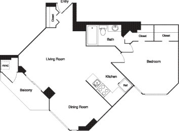 a floor plan of a house with a living room and a dining room