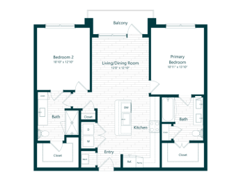 floor plan of the upper level of a bedroom apartment