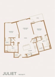 a floor plan of a unit with a mix of bedrooms and bathrooms