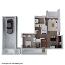 a floor plan of a house with a car