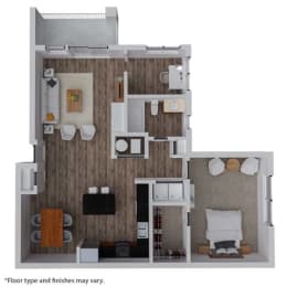 a floor plan of a house with a bedroom and a bathroom