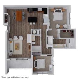 a floor plan of a house with a bedroom and a living room