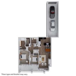 a floor plan of a house with a car