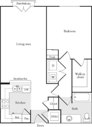 a schematic diagram of the living area and kitchen of a floor plan of a house
