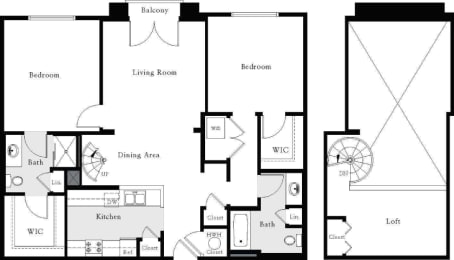 a floor plan of a living room with a kitchen and a bedroom