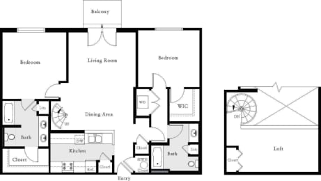 a floor plan of a living room and a bedroom