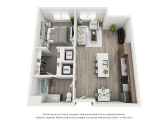 a 1 bedroom floor plan  villas at spring creek apartments