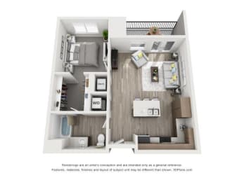 a 1 bedroom floor plan  villas at spring creek apartments