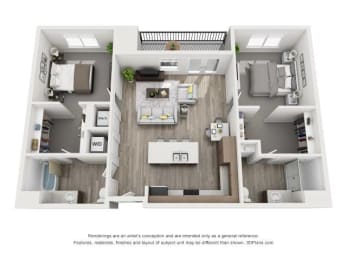 a 1 bedroom floor plan  950 sq ft