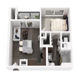 a 3d drawing of a floor plan with a bedroom