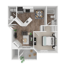 1 Bedroom Floorplan at The Arden, Oregon