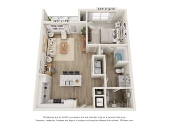 a 3d floor plan of a home with a bedroom