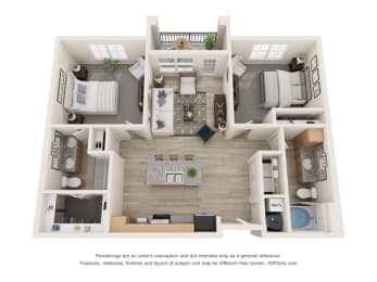 a 1 bedroom floorplan is shown in this illustration