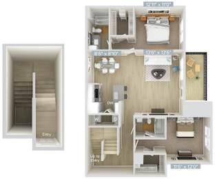 a floor plan of a home with a bedroom and a living room