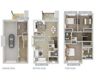 the floor plans of three different apartments