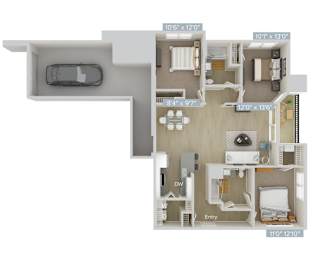 the 1120 floor plan  studio with 2 baths