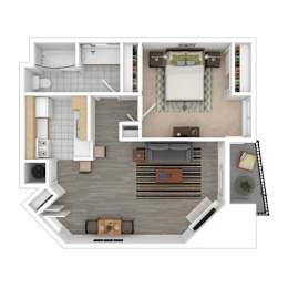 a floor plan of a house with a bedroom and a living room
