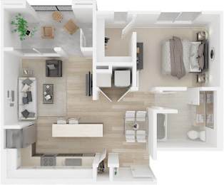 a floor plan of a house with a bedroom and a living room
