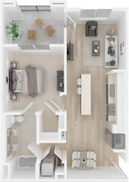 a floor plan of a house with a bedroom and a living room